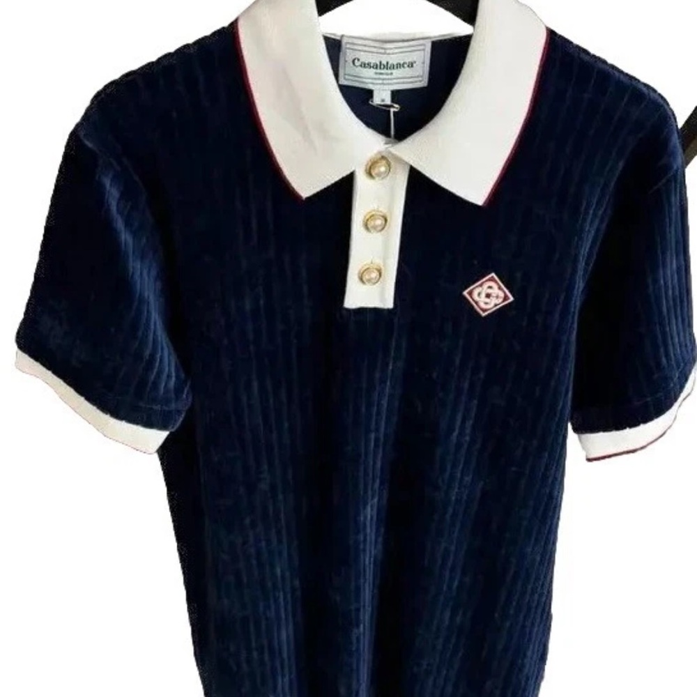 Casablanca Navy Blue Polo Shirt - Picture 2 of 6